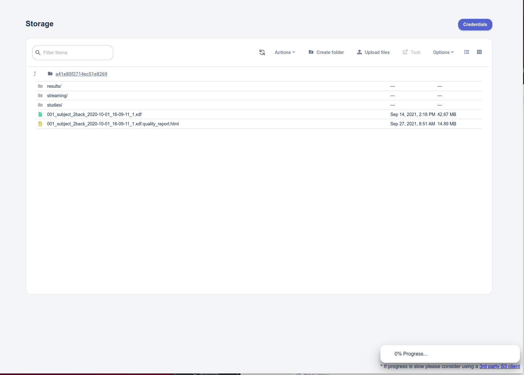 Upload file progress.