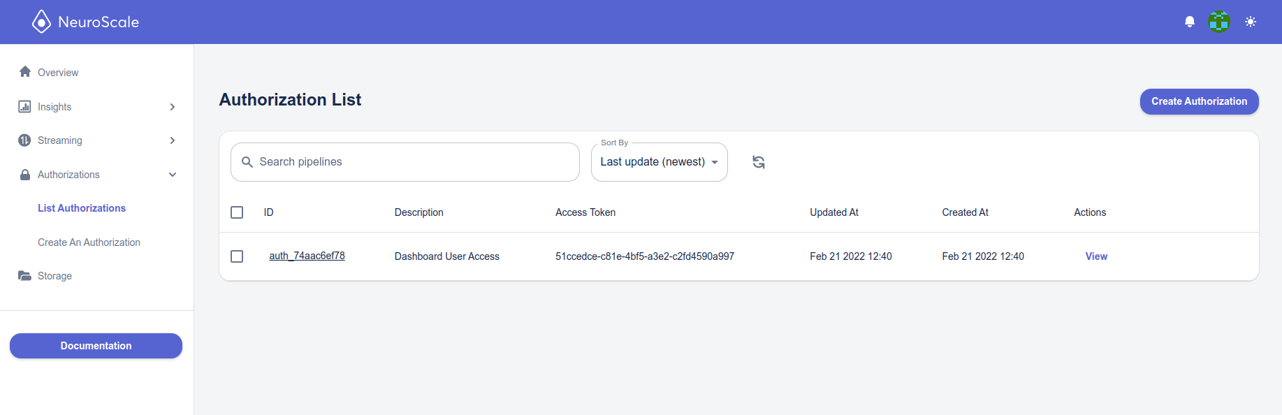 List of your account's authorization tokens