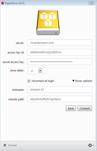 Creating a connection to S3 in ExpandDrive