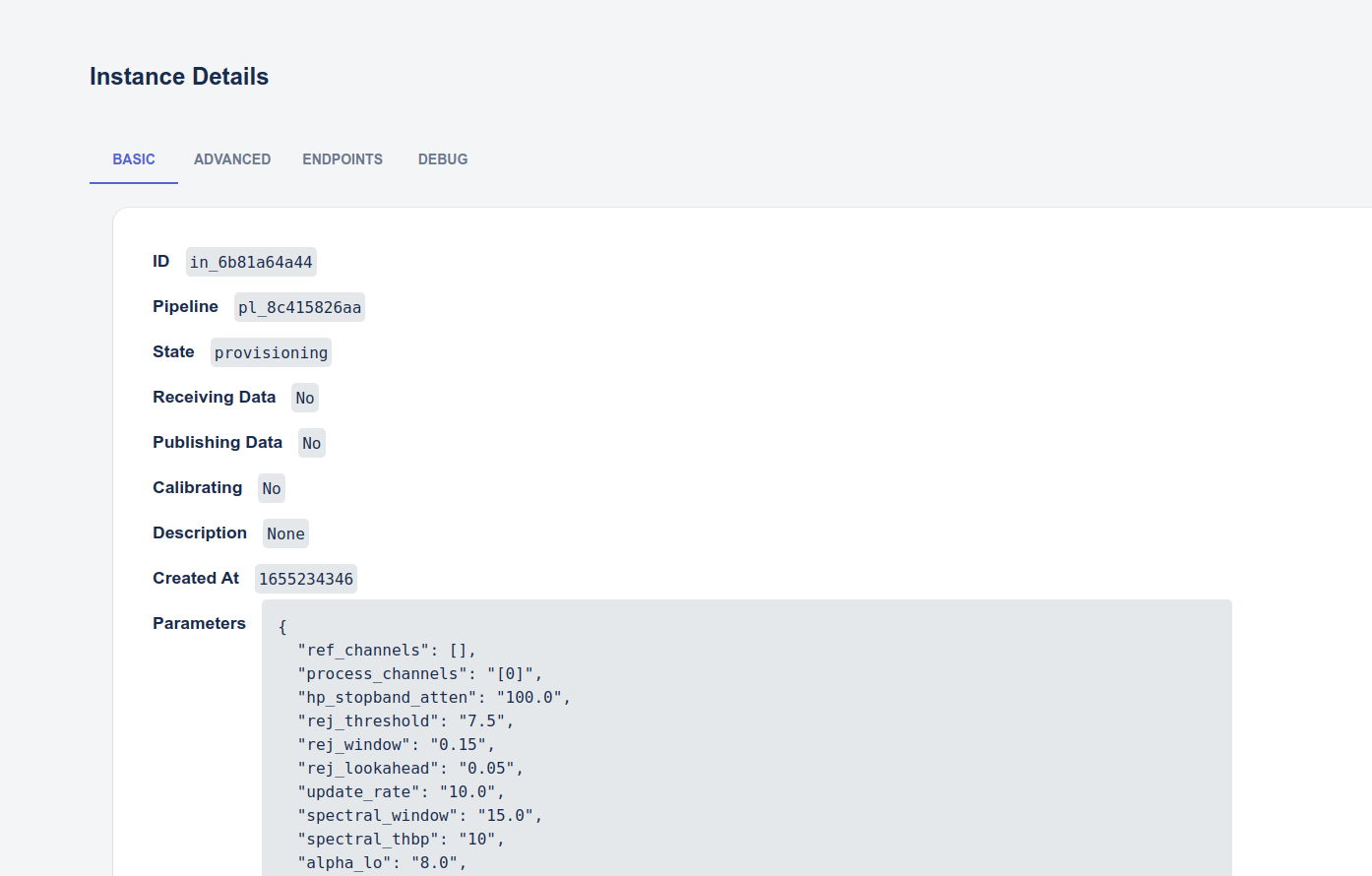 View details of a Streaming instance.
