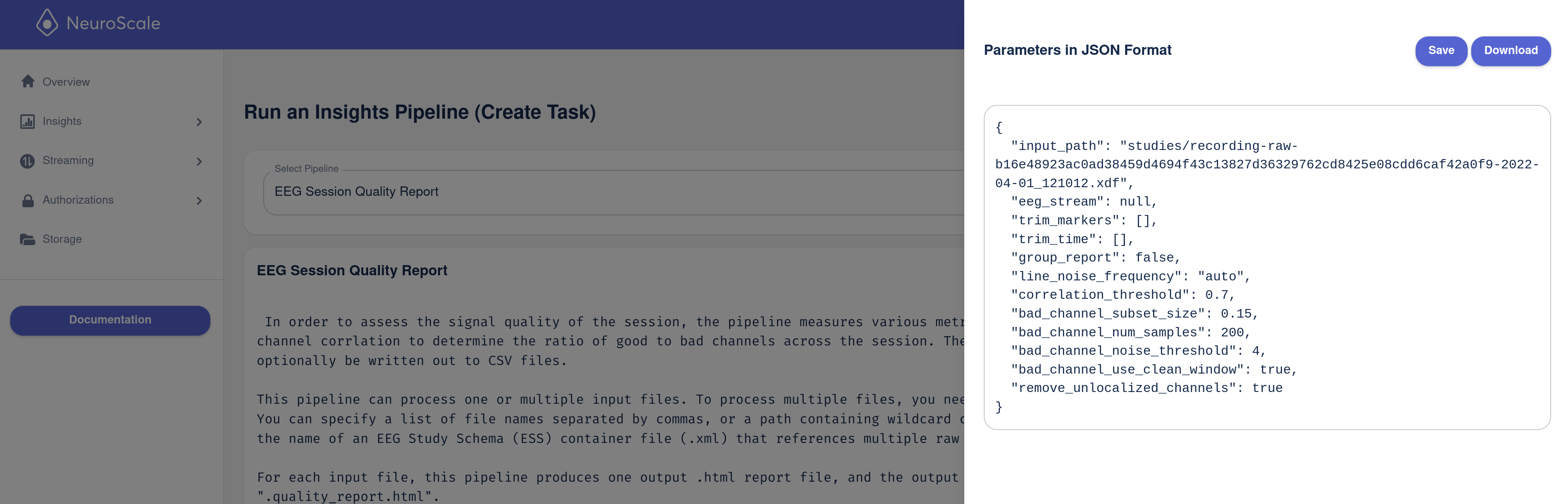 Figure 4. Task configuration: change parameters.