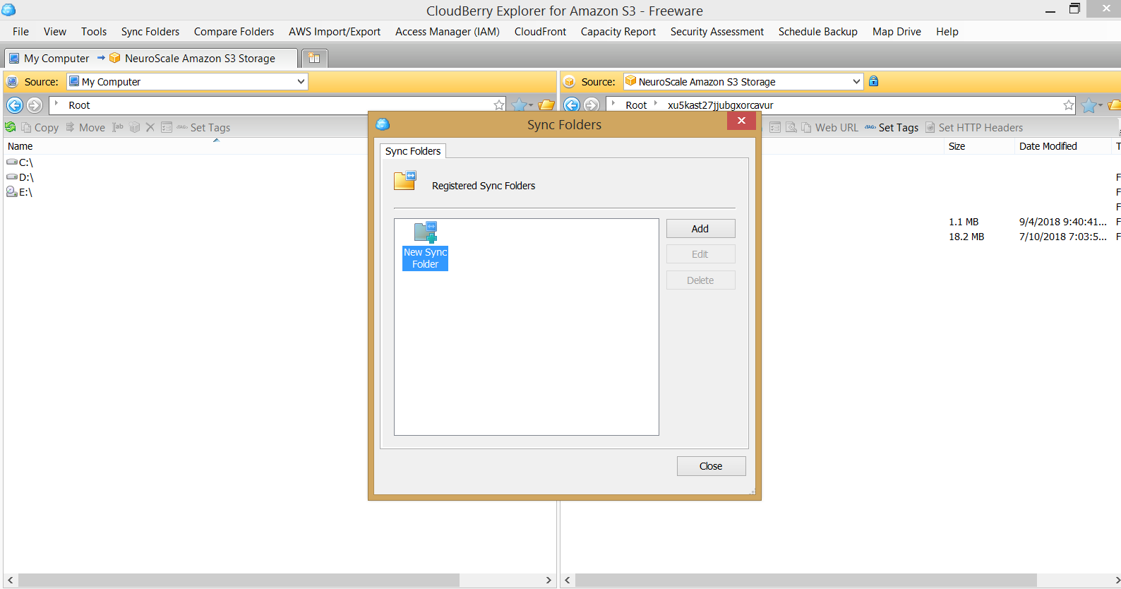 Select new sync folder