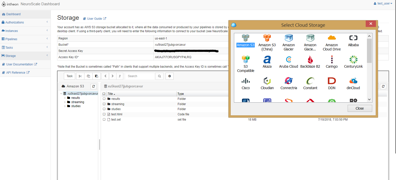 Storage account details