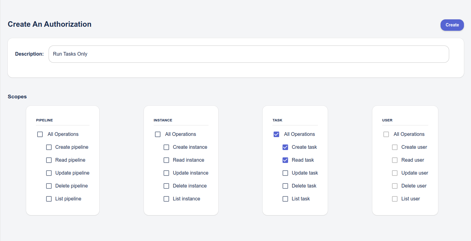 Creating an auth token with permissions to run Insights pipelines only