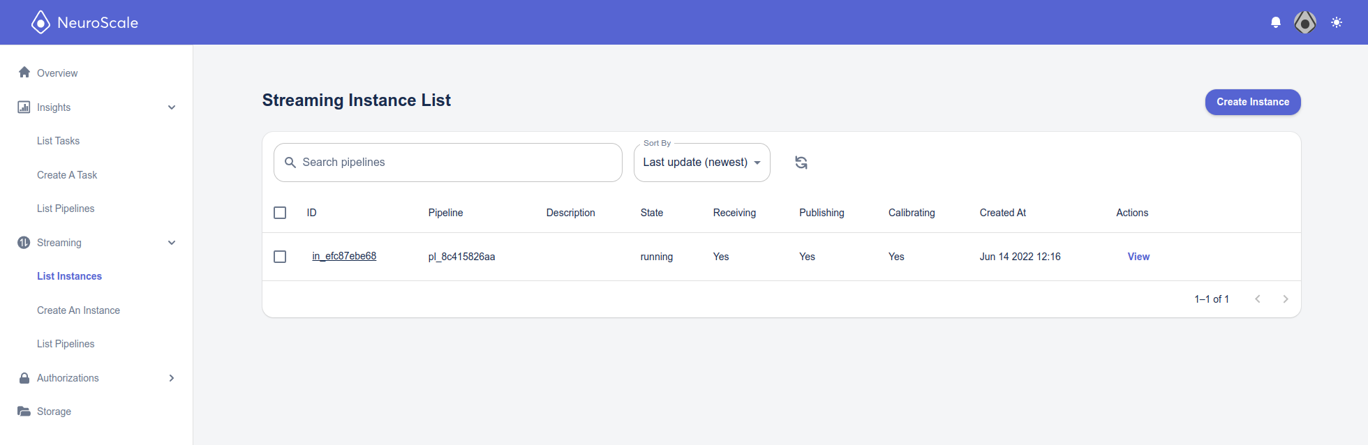 List running instances.